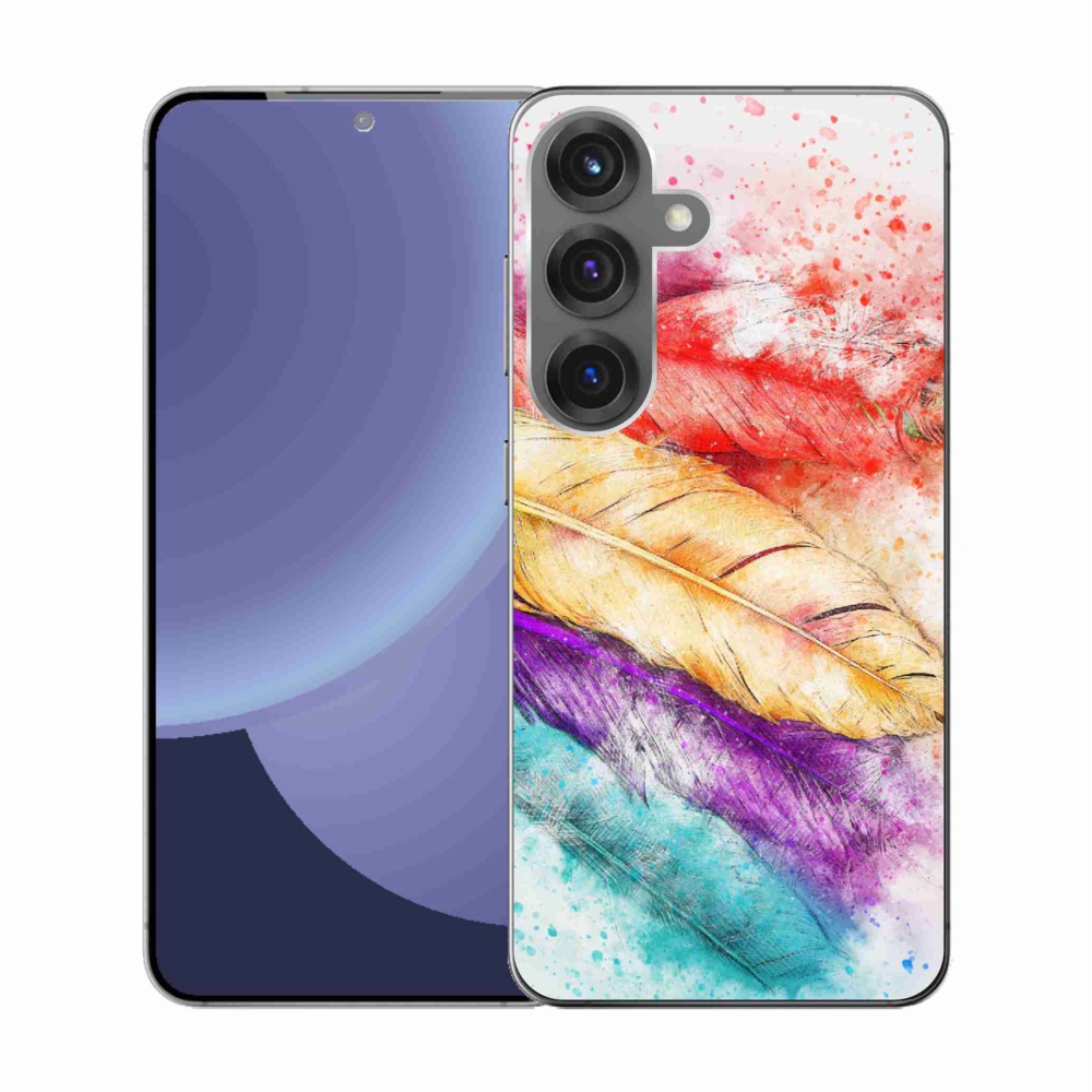 Gelový kryt mmCase na Samsung Galaxy S25 - barevné peří