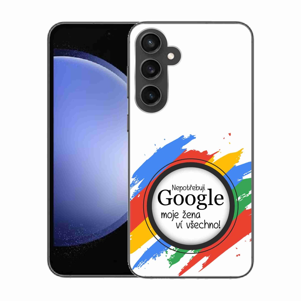 Gelový kryt mmCase na Samsung Galaxy S23 FE - žena ví všechno bílé pozadí