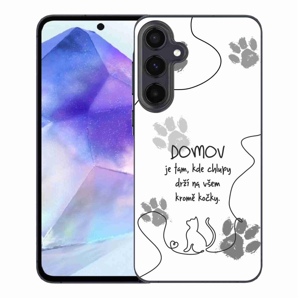 Gelový kryt mmCase na Samsung Galaxy A55 5G - kočičí motiv bílé pozadí