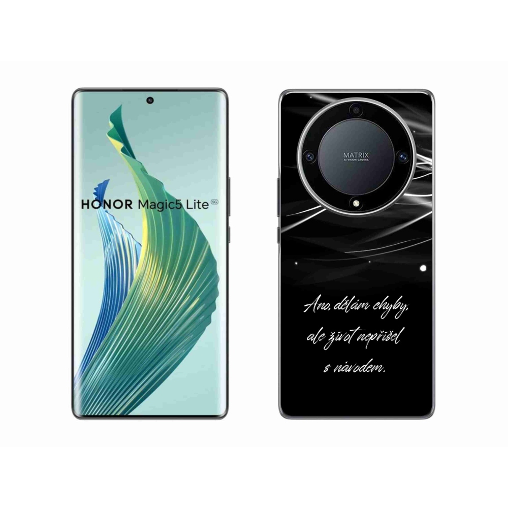 Gelový kryt mmCase na Honor Magic 5 Lite 5G - citát černé pozadí