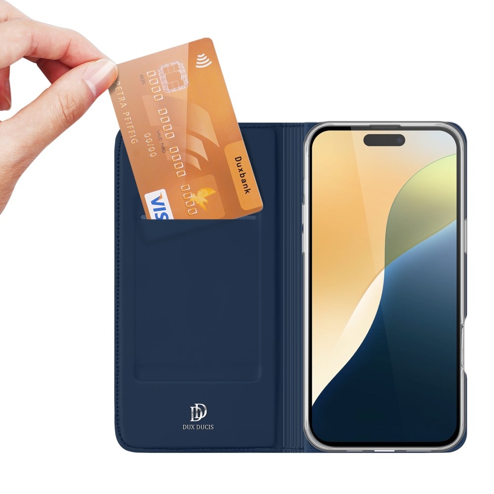 DUX knížkové pouzdro na iPhone 16 - tmavěmodré