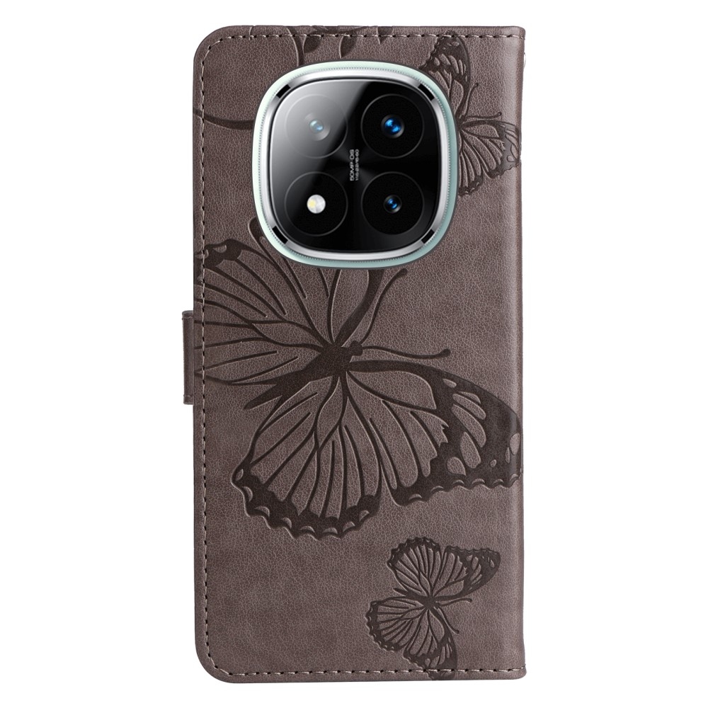 Big Butterfly knížkové pouzdro na Xiaomi Redmi Note 14 Pro 5G/Poco X7 5G/Note 14 Pro+ 5G - šedé