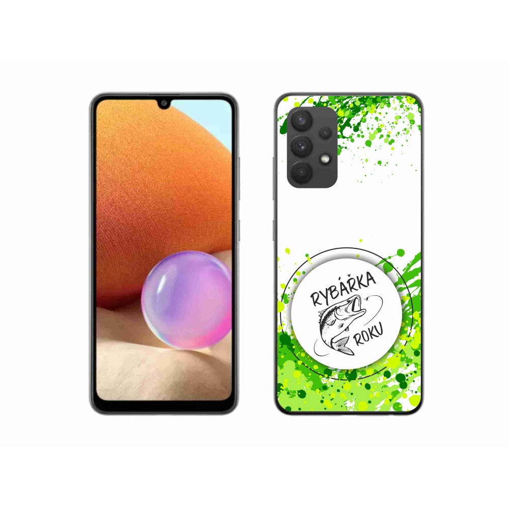 Gelový kryt mmCase na Samsung Galaxy A32 4G - rybářka roku bílé pozadí