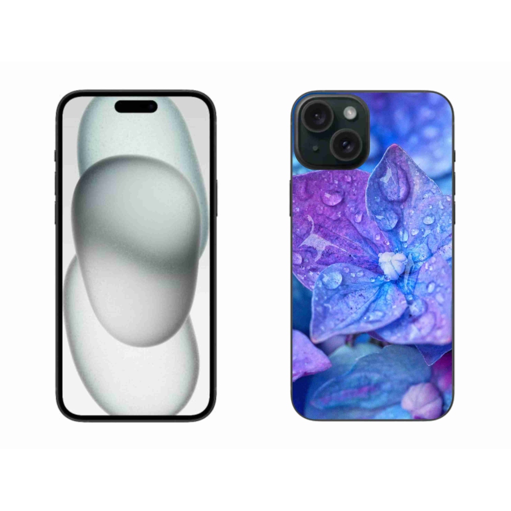 Gelový kryt mmCase na iPhone 15 Plus - fialový květ