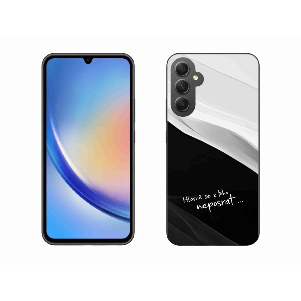 Gelový kryt mmCase na Samsung Galaxy A34 5G - vtipný text 13 černobílé pozadí