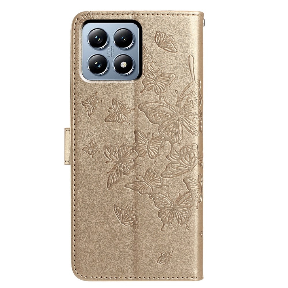 Floral Butterfly knížkové pouzdro na Xiaomi 15T - zlaté