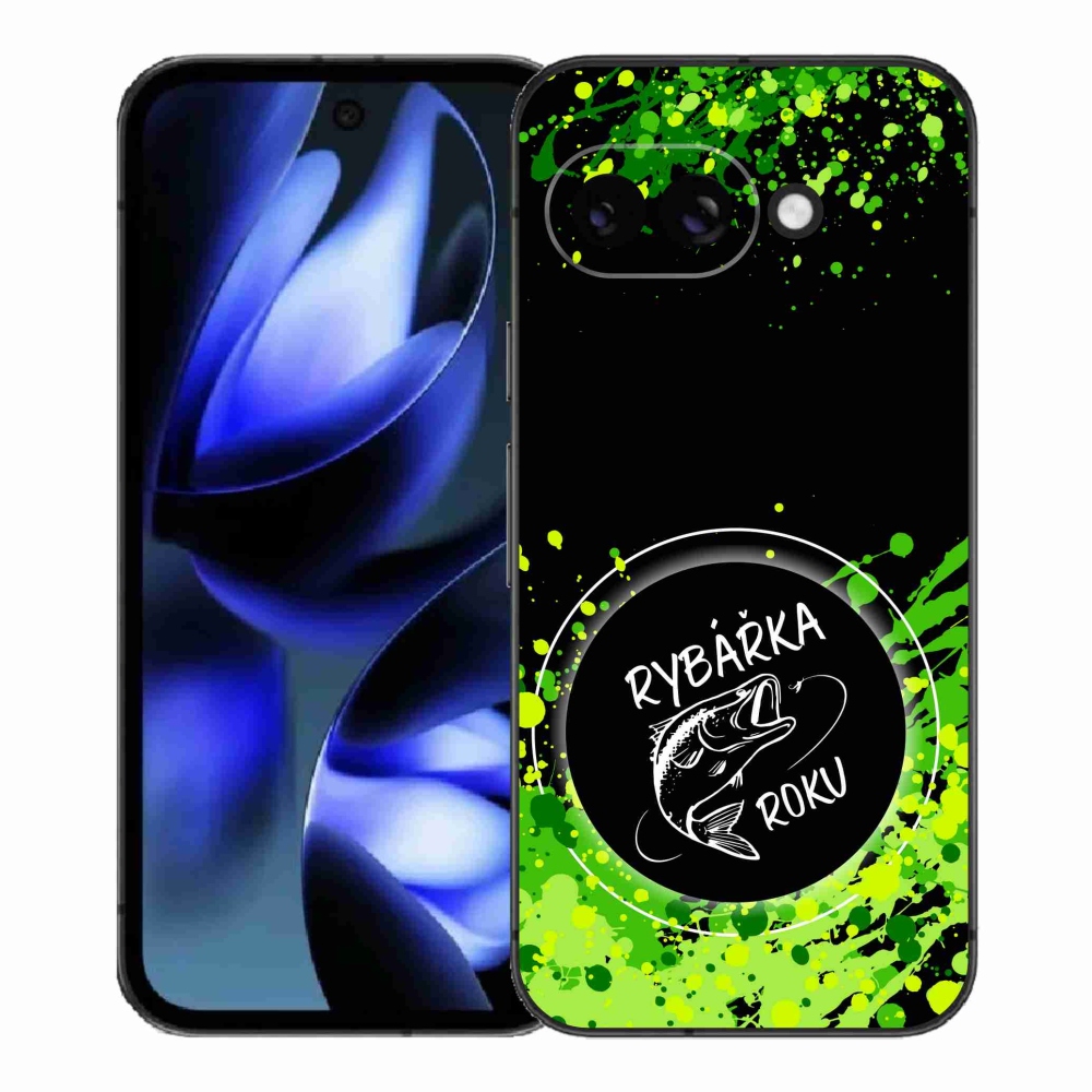 Gelový kryt mmCase na Google Pixel 9a - rybářka roku černé pozadí