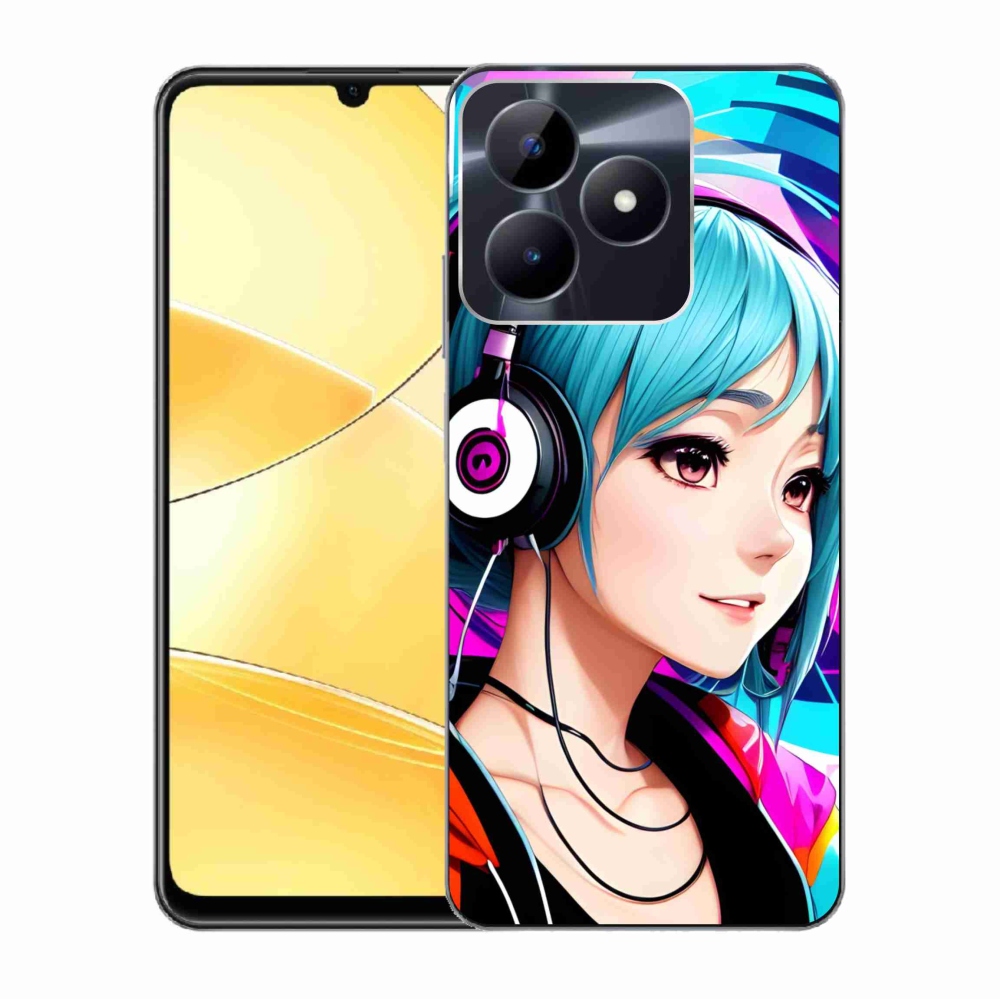 Gelový kryt mmCase na Realme C51/C53 - dívka se sluchátky