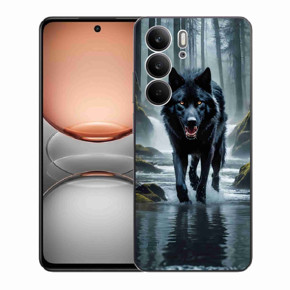 Gelový kryt mmCase na Realme C75 - černý vlk