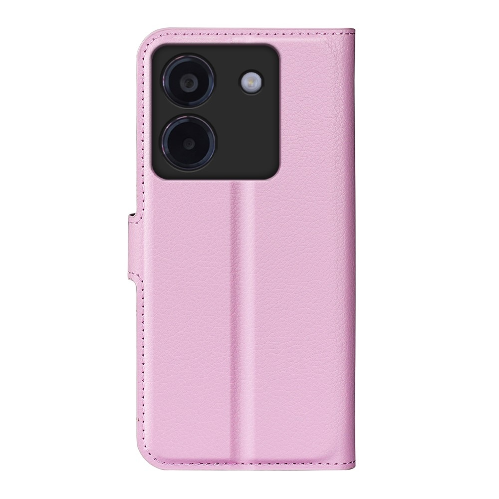 Litchi knížkové pouzdro na Xiaomi Poco M7 Pro 5G - růžové