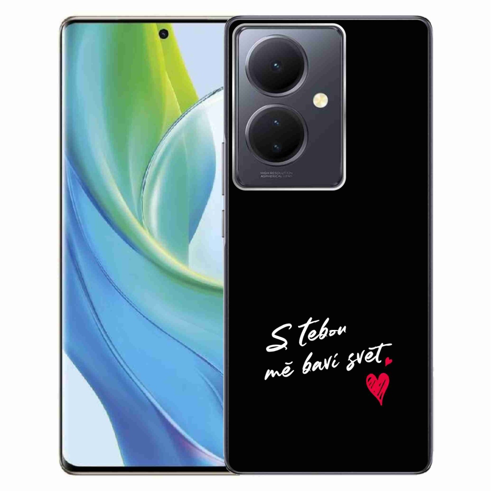 Gelový kryt mmCase na Vivo V29 Lite 5G - zamilovaný text 1 černé pozadí