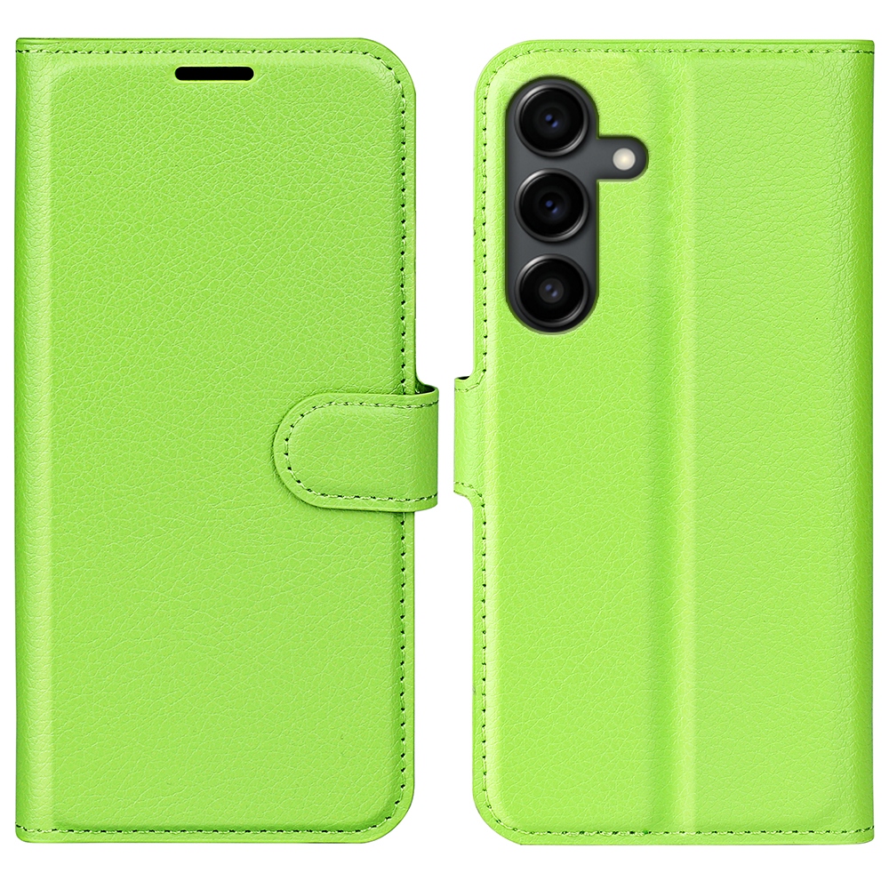Litchi knížkové pouzdro na Samsung Galaxy S25 FE - zelené