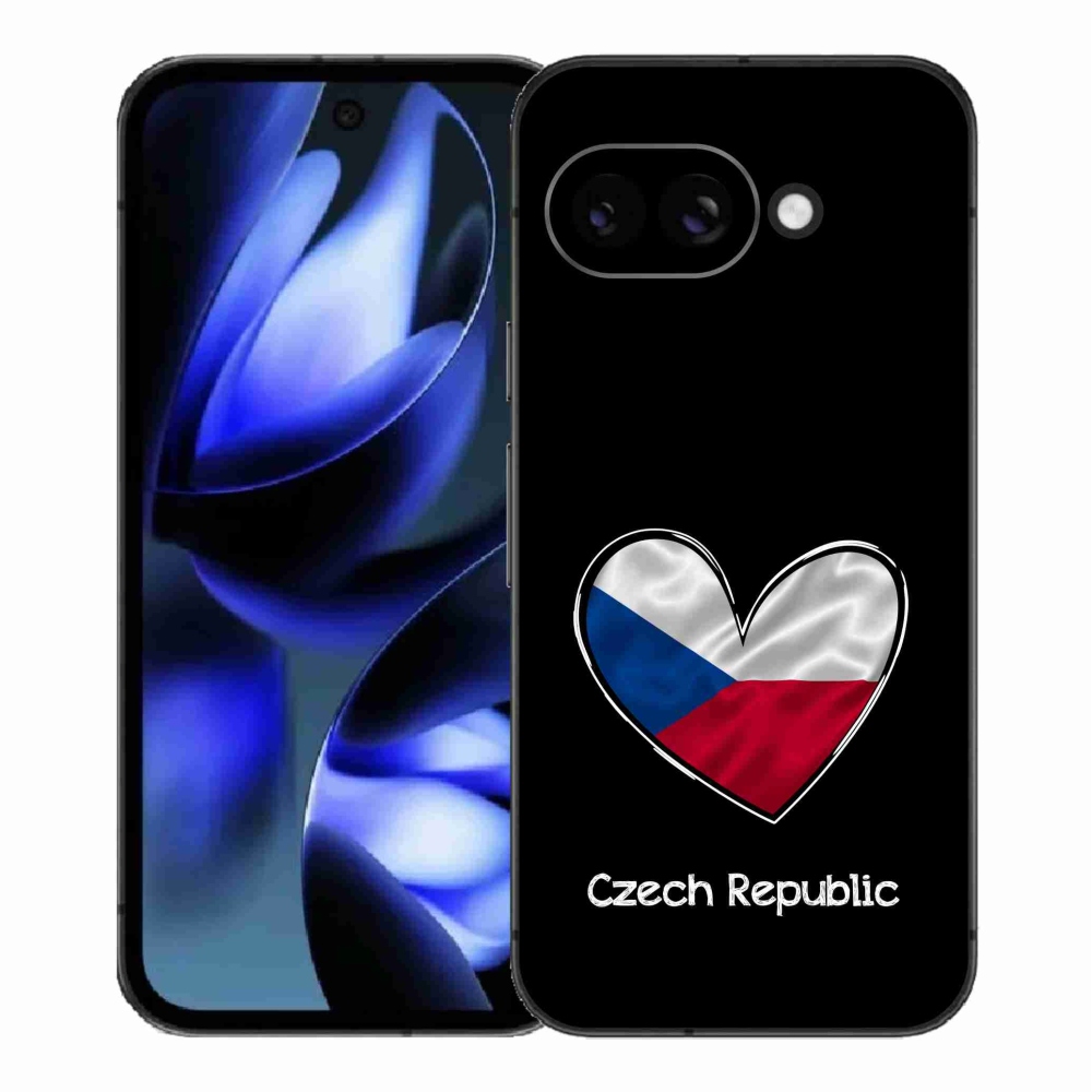 Gelový kryt mmCase na Google Pixel 9a - vlajka srdce černé pozadí