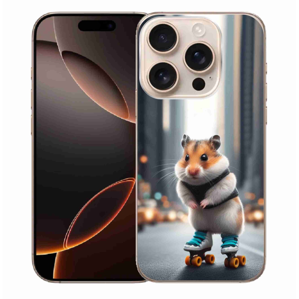 Gelový kryt mmCase na iPhone 16 Pro Max - křeček na bruslích