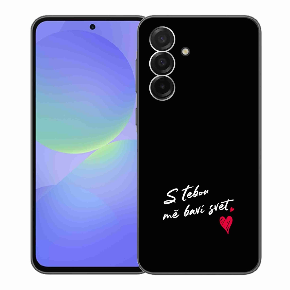 Gelový kryt mmCase na Samsung Galaxy A36 5G - zamilovaný text 1 černé pozadí