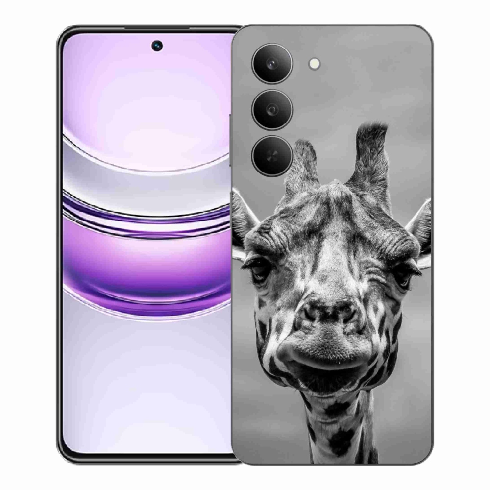 Gelový kryt mmCase na Realme 14x 5G - černobílá žirafa