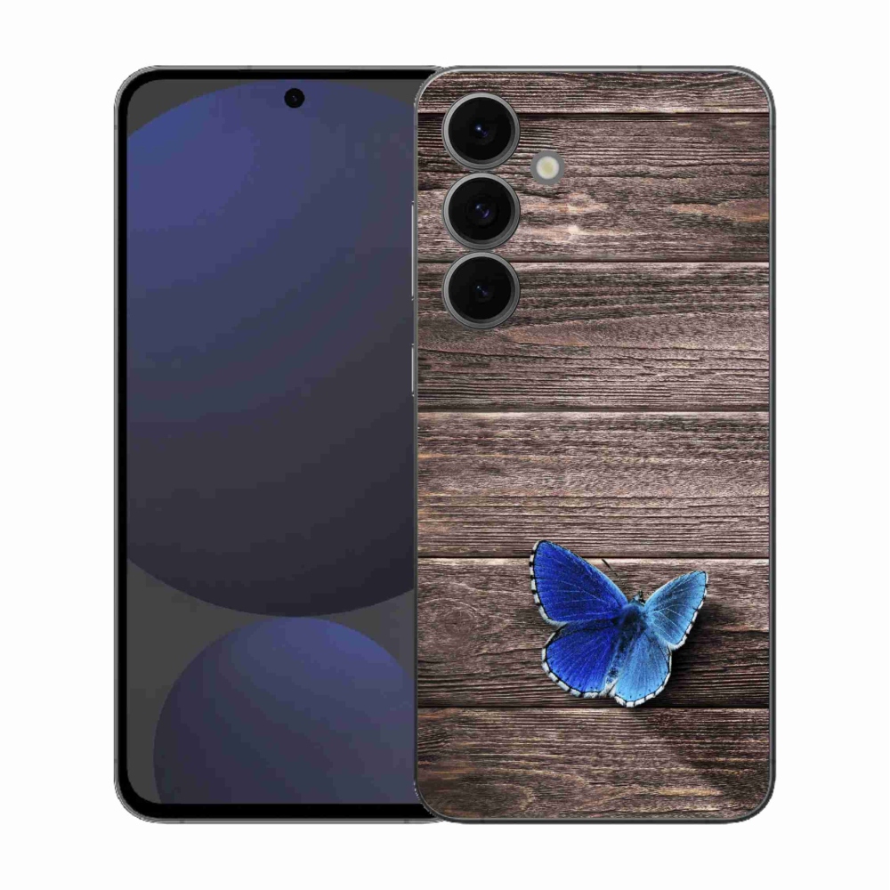 Gelový kryt mmCase na Samsung Galaxy S25 FE - modrý motýl 1