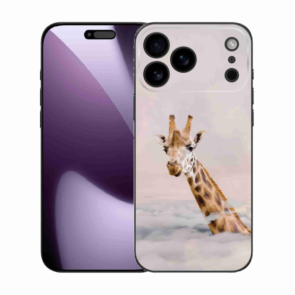 Gelový kryt mmCase na iPhone 17 Pro Max - žirafa v oblacích