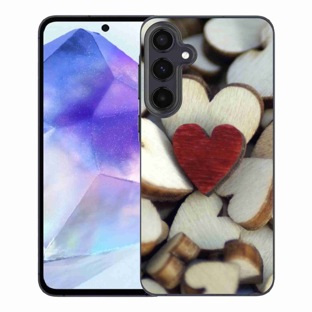 Gelový kryt mmCase na Samsung Galaxy A55 5G - gravírované červené srdce 