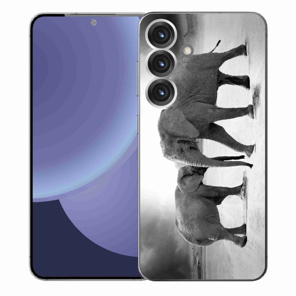Gelový kryt mmCase na Samsung Galaxy S25+ - černobílí sloni