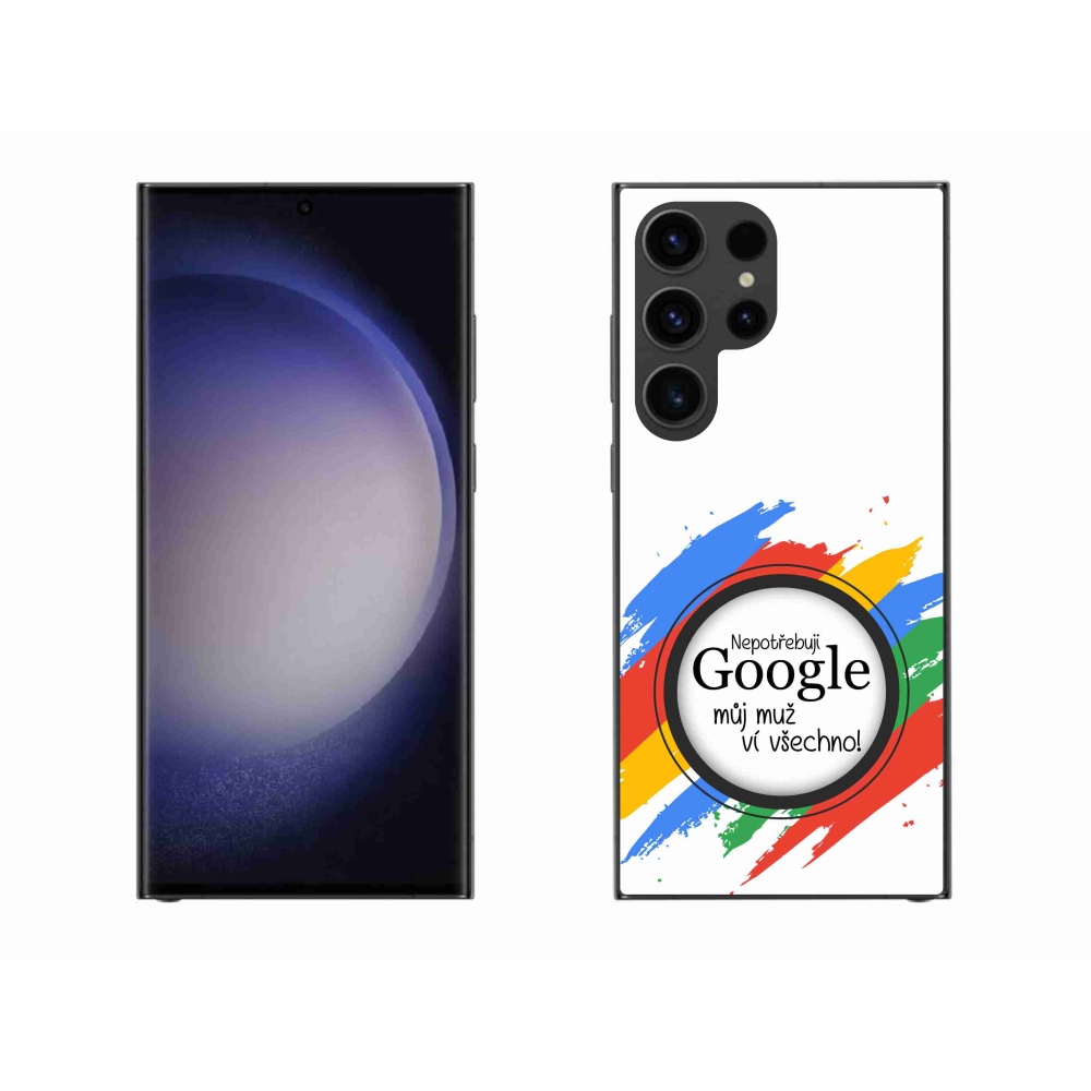 Gelový kryt mmCase na Samsung Galaxy S23 Ultra 5G - muž ví všechno bílé pozadí