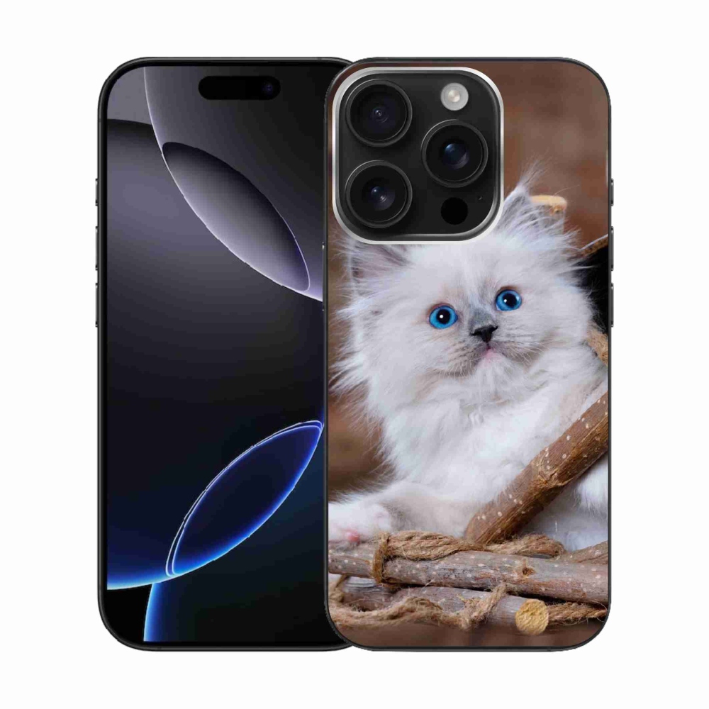 Gelový kryt mmCase na iPhone 16 Pro - bílé kotě