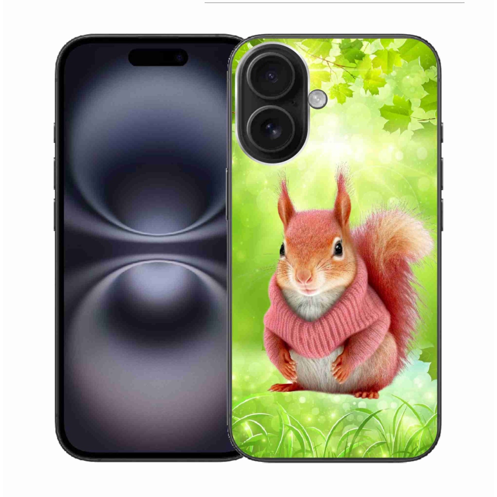 Gelový kryt mmCase na iPhone 16 - veverka ve svetru