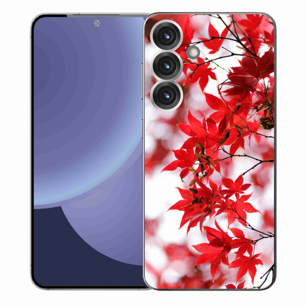 Gelový kryt mmCase na Samsung Galaxy S25+ - červené listy