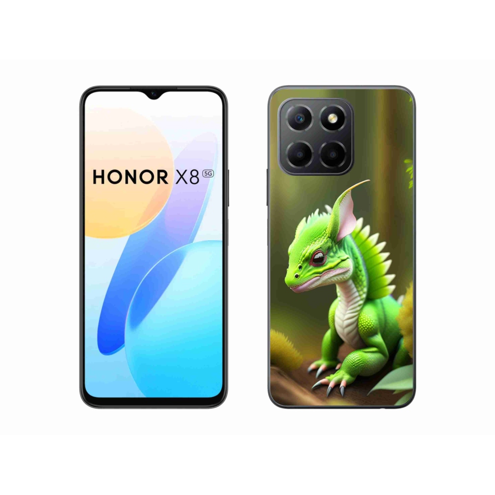 Gelový kryt mmCase na Honor X8 5G - zelený dráček