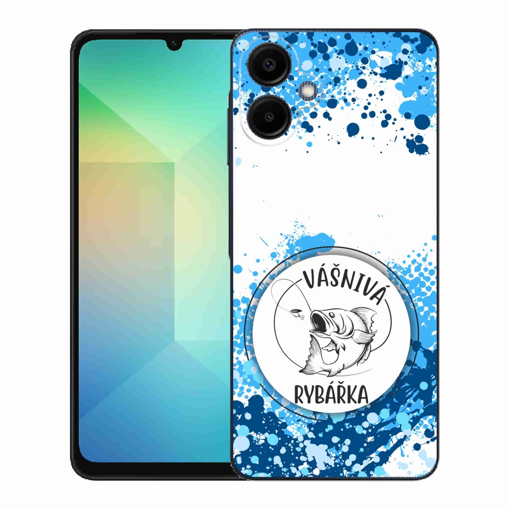 Gelový kryt mmCase na Samsung Galaxy A06 4G - vášnivá rybářka bílé pozadí