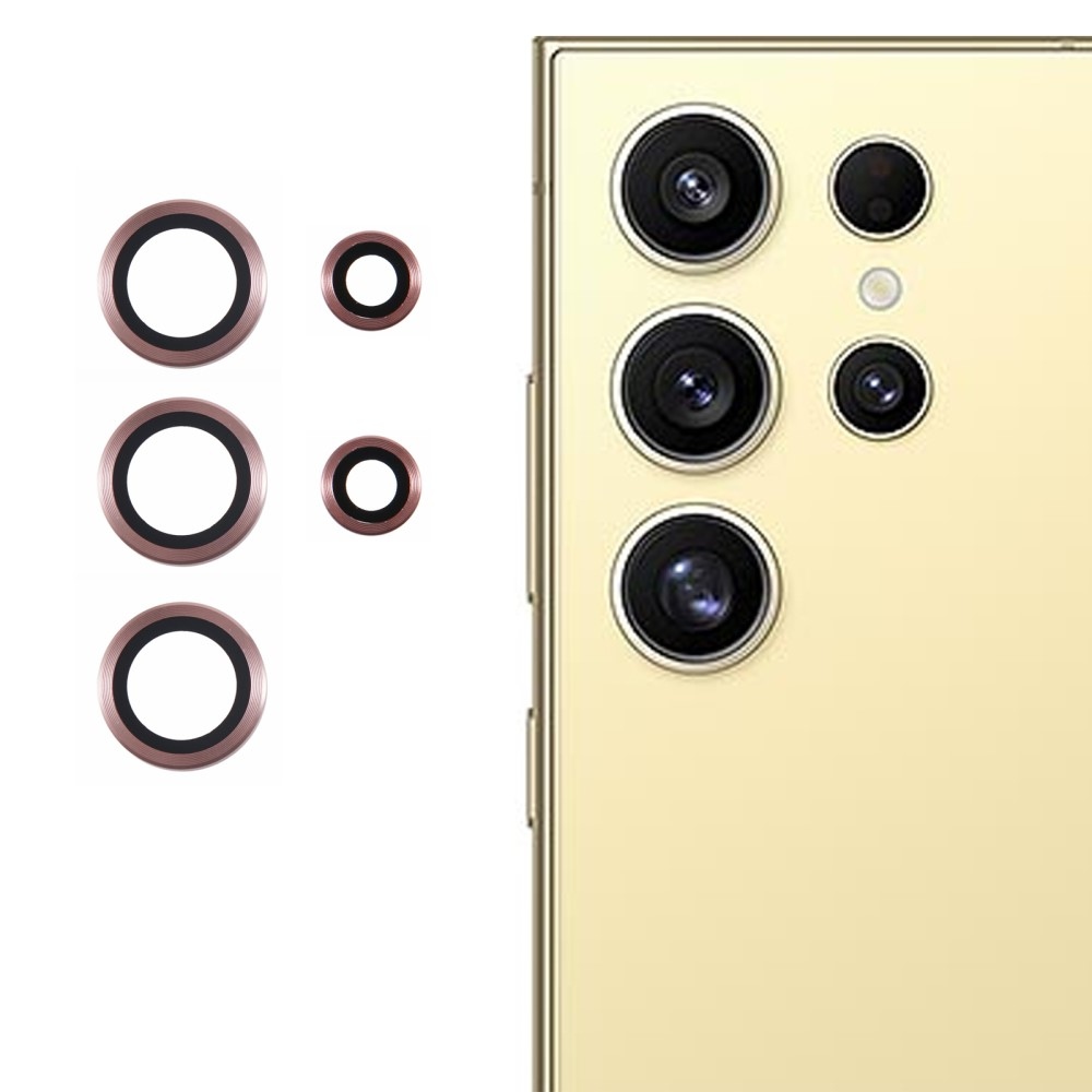 Metal sklo čočky fotoaparátu na Samsung Galaxy S25 Ultra (3 samostatná skla) - růžové