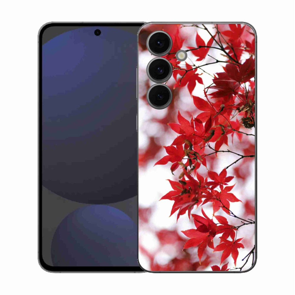 Gelový kryt mmCase na Samsung Galaxy S25 FE - červené listy