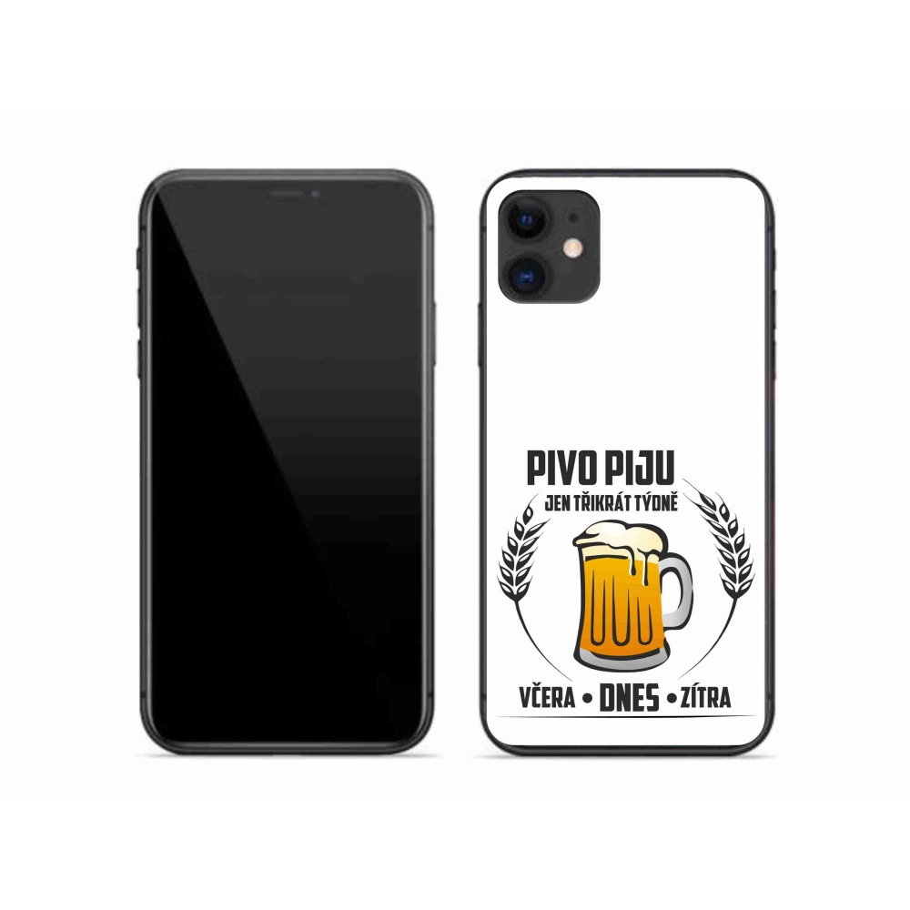 Gelový kryt mmCase na iPhone 11 - pivní motiv bílé pozadí