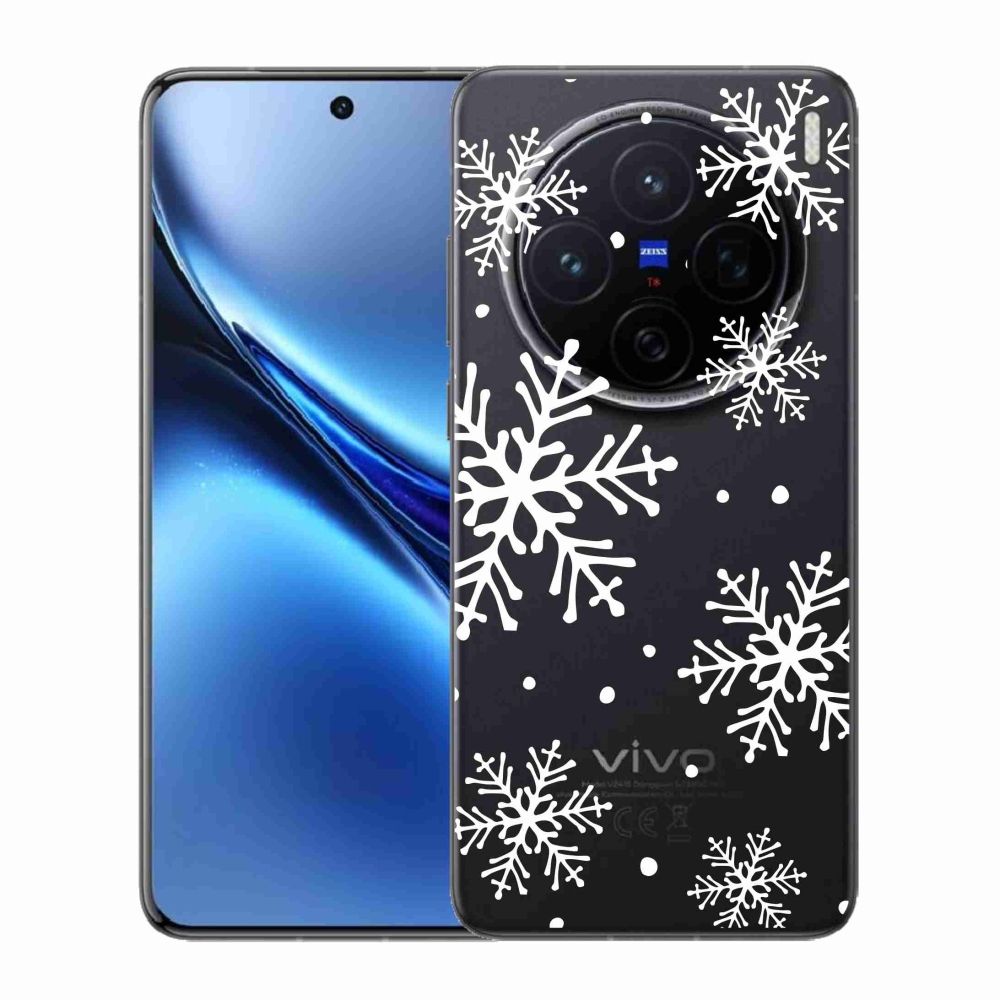 Gelový kryt mmCase na Vivo X200 5G - bílé vločky na průhledném pozadí