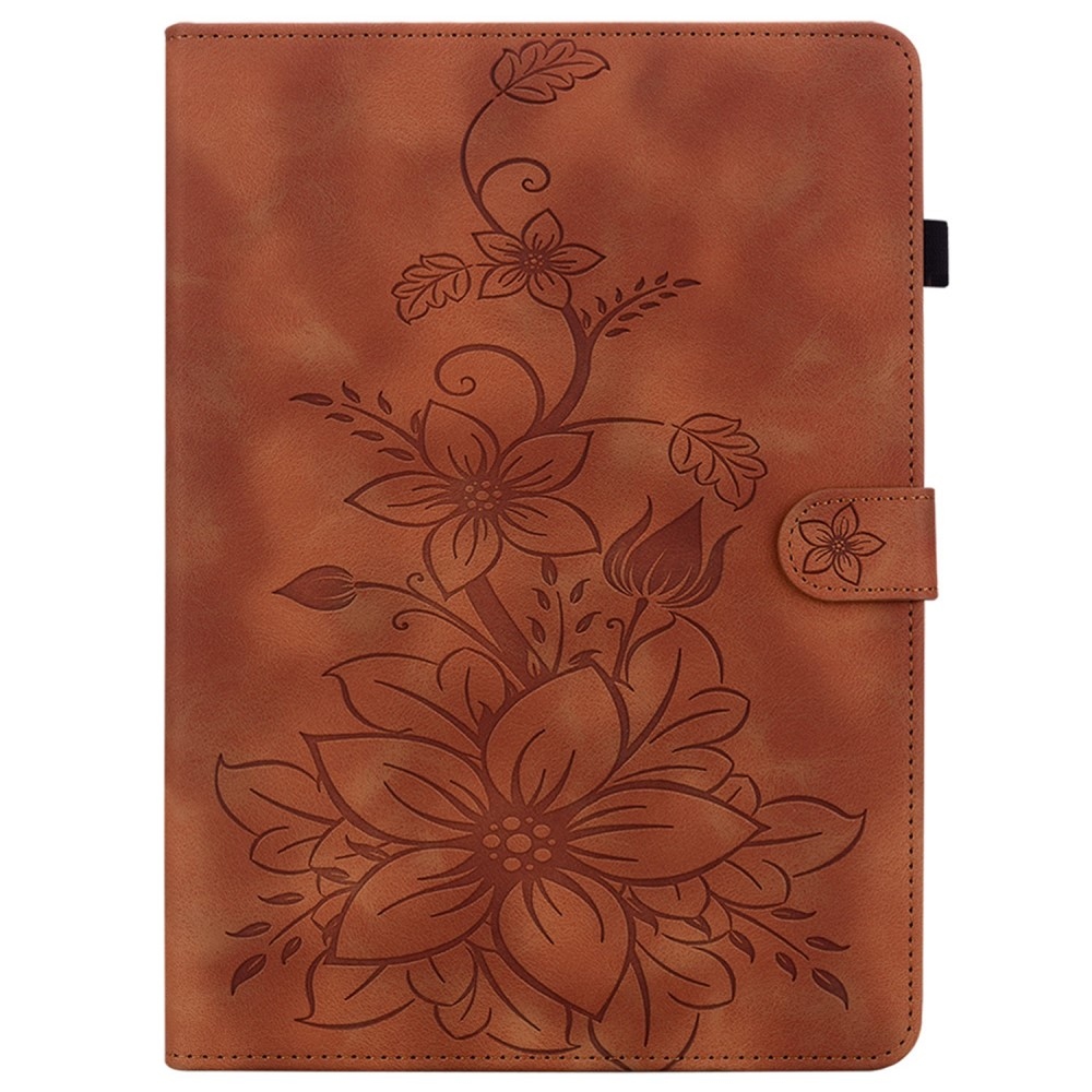 Flowers zavírací pouzdro na Lenovo Tab K11 Plus - hnědé