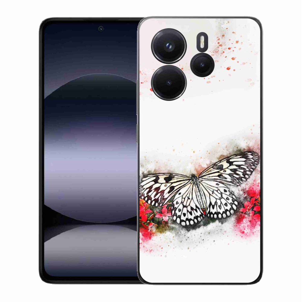 Gelový kryt mmCase na Xiaomi Redmi Note 14 - černobílý motýl