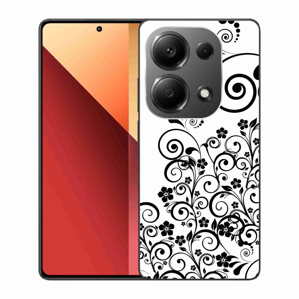 Gelový kryt mmCase na Xiaomi Redmi Note 13 Pro 4G/Poco M6 Pro - černobílé květinové vzory