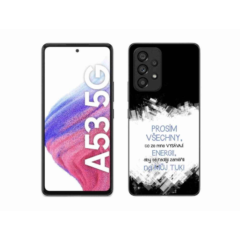 Gelový kryt mmCase na Samsung Galaxy A53 5G - vtipný text 1 modrý