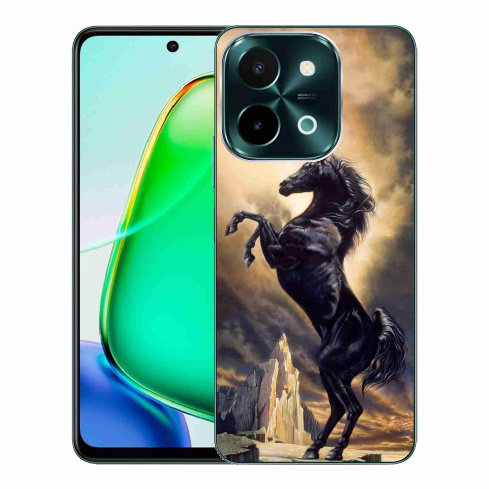 Gelový kryt mmCase na Vivo Y28 - černý kreslený kůň