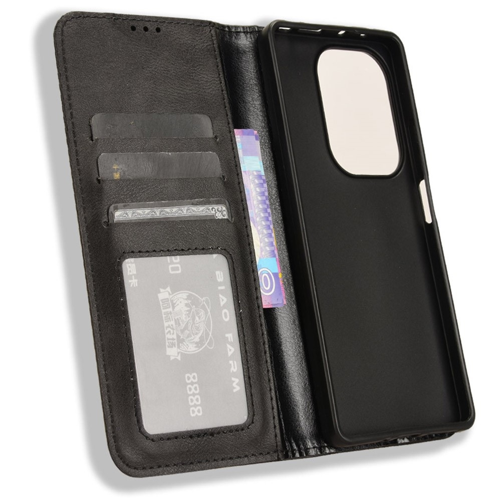 Vintage knížkové pouzdro na Xiaomi Redmi Note 14S/Note 13 Pro 4G/Poco M6 Pro - černé