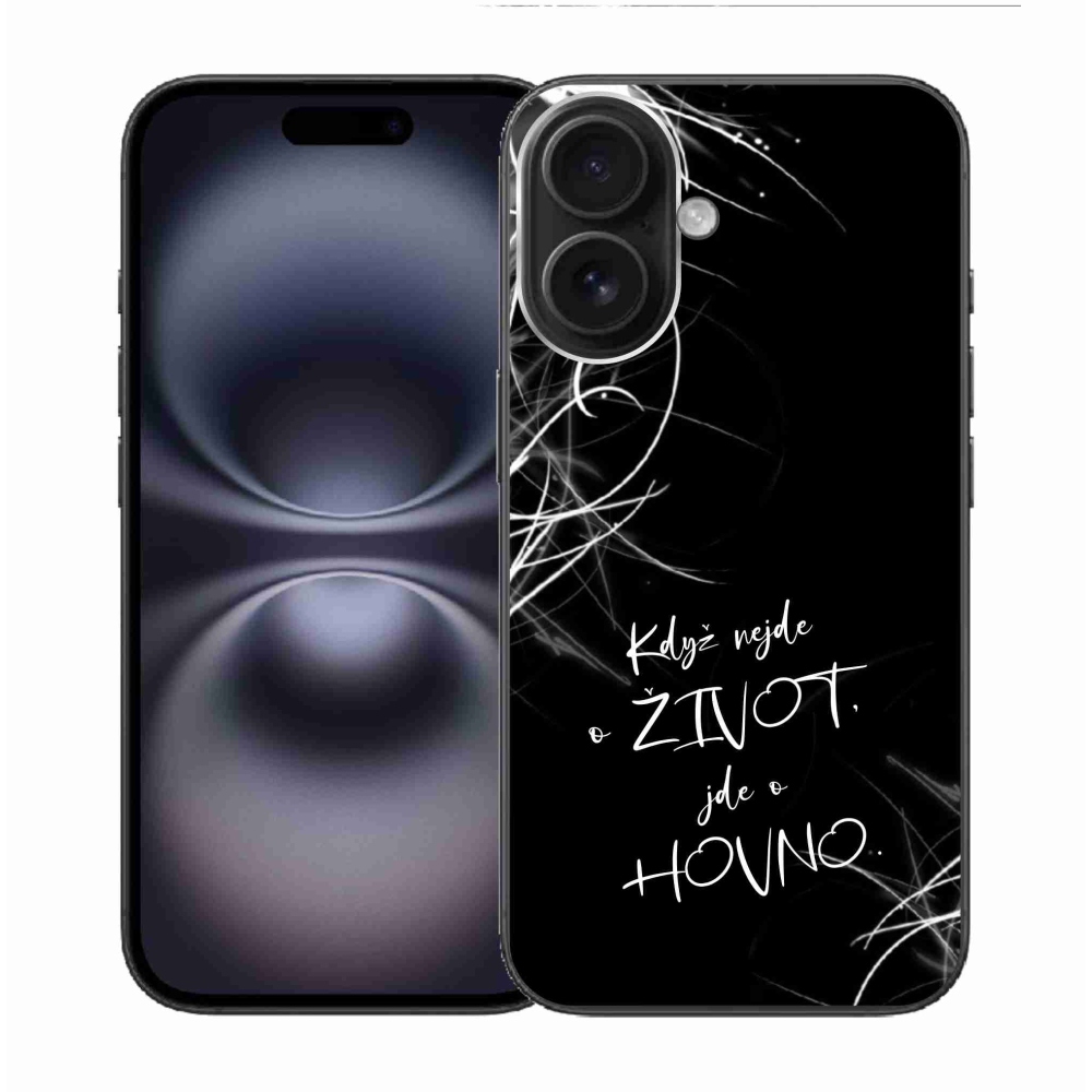 Gelový kryt mmCase na iPhone 16 - vtipný text 16 černé pozadí