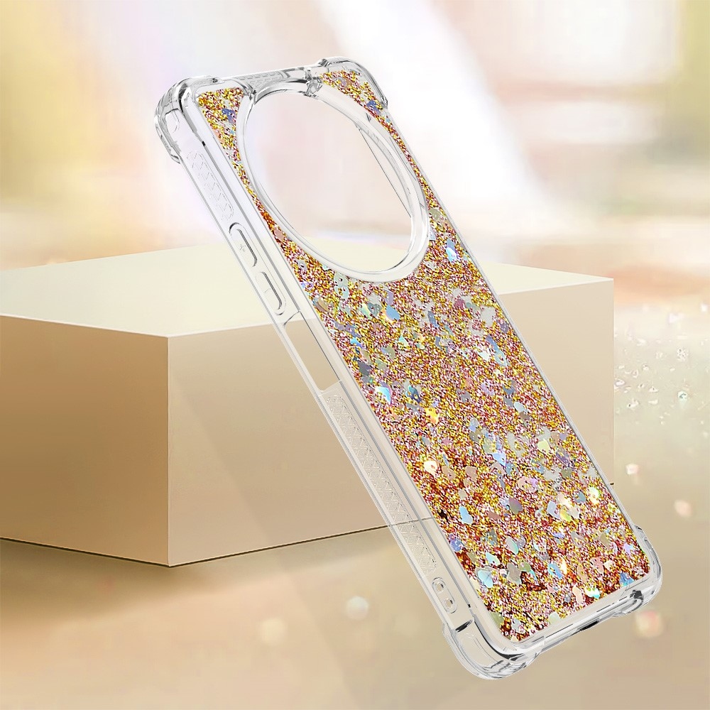 Glitter gelový přesýpací obal na Xiaomi Redmi A3 - zlatý/srdíčka