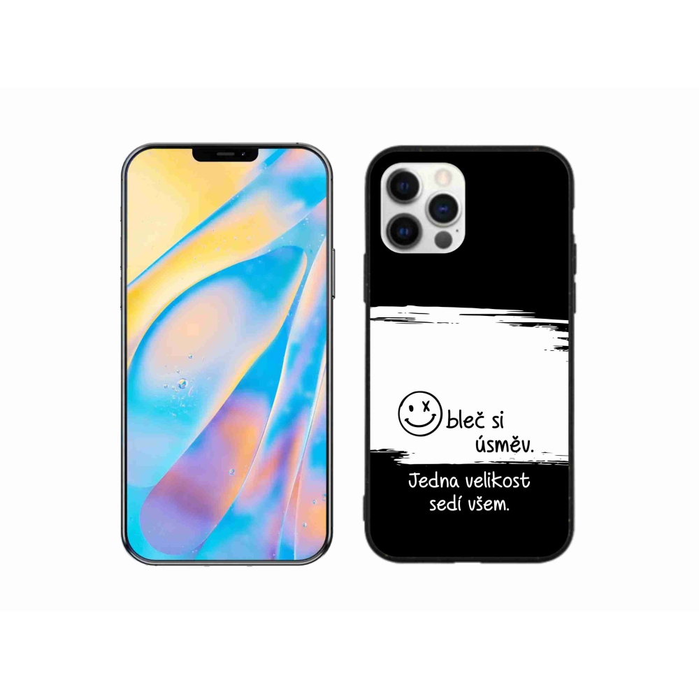 Gelový kryt mmCase na iPhone 12 Pro - vtipný text 8 bíločerné pozadí