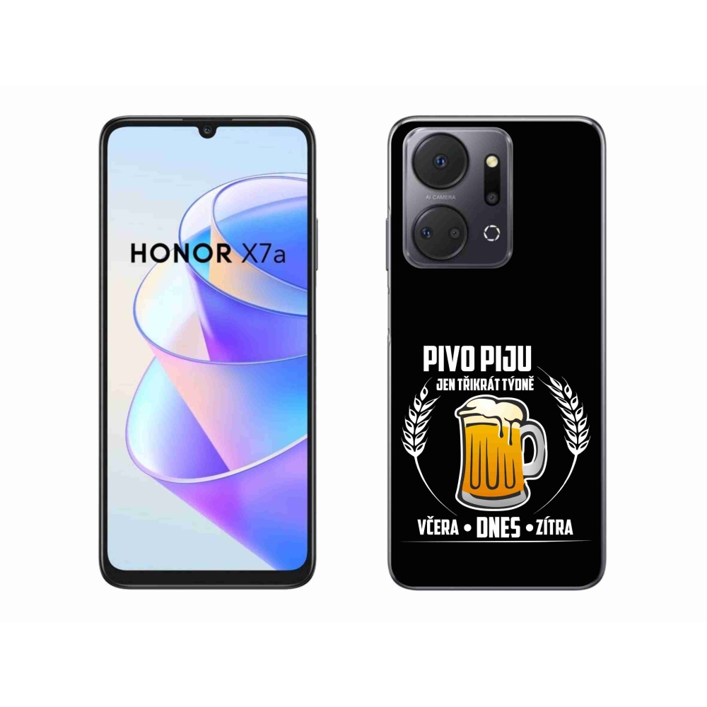 Gelový kryt mmCase na Honor X7a - pivní motiv černé pozadí