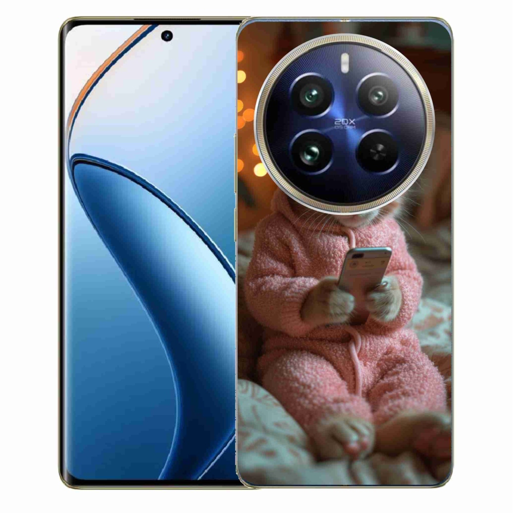 Gelový kryt mmCase na Realme 12 Pro 5G/12 Pro+ 5G - kotě s mobilem