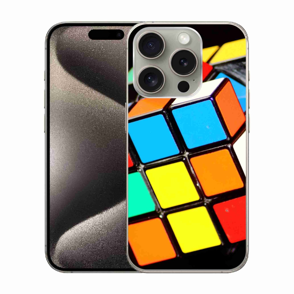 Gelový obal mmCase na iPhone 15 Pro - rubikova kostka