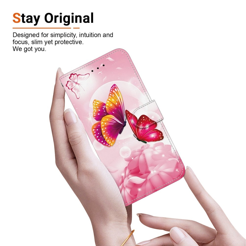 Versatile knížkové pouzdro na Samsung Galaxy A06 4G - růžoví motýli