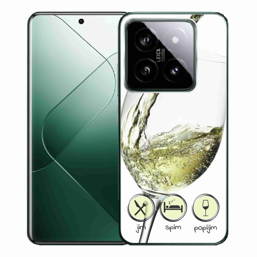 Gelový obal mmCase na Xiaomi 14 Pro - sklenička vína bílé