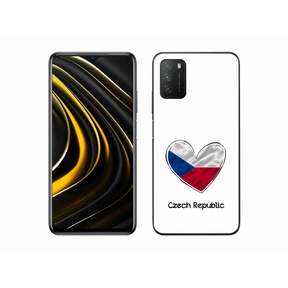 Gelový kryt mmCase na Xiaomi Poco M3 - vlajka srdce bílé pozadí