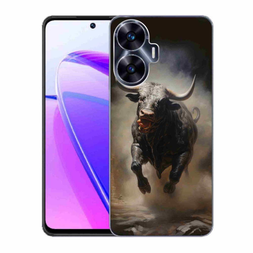 Gelový kryt mmCase na Realme C55 - rozzuřený býk